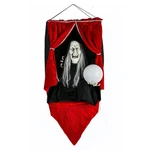 28 In. Halloween Pre-lit Sound Activated Animated Fortune Teller With Led Lights. Fixed Price $54.99.