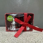 New Food Network 2 Piece Holiday Salt & Pepper Shakers Silver Christmas Trees. Fixed Price $13.00.