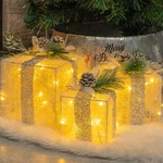 Hourleey Set Of 3 Christmas Lighted Gift Boxes, Pre-lit 60 Led Warm White. Fixed Price $56.84.