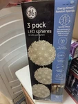Ge 3 Pack Spheres 50 Leds In Each 5.5" Warm White Christmas Lights. Fixed Price $35.00.