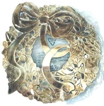 Wreath Shaped Trivet For Christmas Buffet Table Silver-plate Tarnished 8-1/8". Fixed Price $10.46.