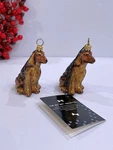 Two Joy To The World Irish Setter Sitting Dog Polish Glass Ornaments. Fixed Price $42.00.