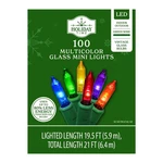 New 100-COUNT Led Glass Mini Christmas String Lights, Multicolor, 19.5',. Fixed Price $22.95.