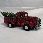 Christmas 3D Tinsel Red Pick Up Truck Tree Wreath Decor December Home. Fixed Price $10.00.
