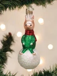 Old World Christmas Piglet On Snowball Blown Glass Ornament, Brand New W/tags. Fixed Price $15.95.
