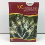 Holiday Time 100 Count 24 Ft. Clear Green Wire Mini Light Set Christmas. Fixed Price $14.99.