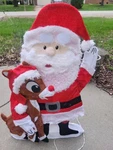 Productworks 32 In Santa And Rudolph 2D Pre Lit Fabric Christmas Decoration. Fixed Price $49.99.