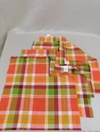 Celebrate Fall Together Harvest Plaid Print 18" 4PC Fabric Napkin Lot #5693. Fixed Price $10.36.