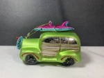 Woody Car With Surfboard Glass Christmas Ornament. Fixed Price $12.99.
