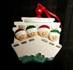 Personalized Cruise Ship Boat 4 People Family Christmas Tree Ornament. Fixed Price $14.95.