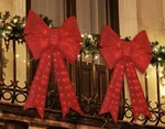 Home Accents Holiday Red Glitter Pre-lit Led Battery 2 Outdoor Christmas Bows. Fixed Price $31.99.