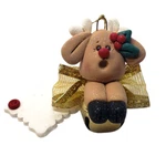 Reindeer On Bell Christmas Ornament Handmade Polymer Clay Wings No. Fixed Price $5.99.
