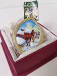 Old World Christmas Barn Scene Water Wheel Glass Ornament With Box. Fixed Price $16.99.