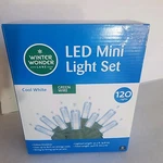 Christmas, Winter Wonder Lane 120 Led Mini Light Set Cool White Green Wire. Fixed Price $29.00.