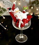 December Diamonds Retro Santa Martini Glass 7 Nwt Christmas Figurine Stock. Fixed Price $29.95.