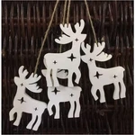 Bundle Of 4 White Wooden Hanging Reindeer Christmas Decor. Fixed Price $26.00.