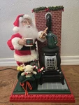 Vintage Holiday Creations Animated Lighted Musical Santa Claus Pot Belly Stove. Fixed Price $44.99.