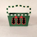 Christmas Tree Basket Storage Bin With Handle 8.5" 6" Decoration Box Wood. Fixed Price $14.95.