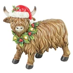 Highland Coo Cow Standing Holly Wreath Lights Up Tabletop Hannas Handiworks. Fixed Price $36.99.