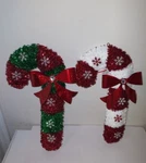 Christmas Candy Cane Wreath Hanger Tinsel Red Green & White 15" Decor 2 Pcs. Fixed Price $15.99.