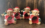 Four Reed's Santa Teddy Bear Christmas Napkin Rings Holders Vintage. Fixed Price $15.00.