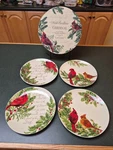 Cardinal By Noble Excellence Christmas Porcelain Salad Plates 8" New/set Of 4. Fixed Price $37.50.