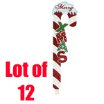 12PC 27" Christmas Xmas Holiday Lawn Stakes Candy Cane Wood Garden Decoration. Fixed Price $39.99.