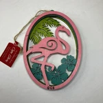 New Cape Shore Flamingo Christmas Wooden Ornament Glitter Beach Pink Green Teal. Fixed Price $7.99.