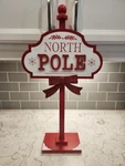 Ashland Christmas Noel Peppermint Lane Wooden North Pole Sign Tabletop Decor. Fixed Price $24.99.