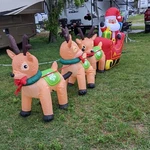 12 Ft. Santa Sleigh Reindeer Airblown Inflatables Light Up Christmas Holiday. Fixed Price $79.95.