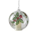 K & Interiors - Led Clear Glass Holly Ornament W/ Timer 4.75" 55639B. Fixed Price $29.00.