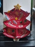 Clay Art Navidad Christmas Tree Chip Dip Appetizer Platter 2003 Vintage W/box. Fixed Price $21.00.