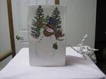 Stony Creek 8" Frosted Electric Glass Vase Snowman With Cardinal "nwt". Fixed Price $20.00.