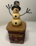 Suzi Blossom Bucket Trinket Box Snowman On Square Basket With Coat. Fixed Price $44.50.