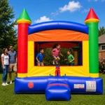 Inflatable Bounce House Commercial Kids Rainbow Jumper Castle With Blower. Fixed Price $689.99.