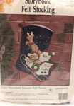 Vtg Hobby Kraft 9225 Santa Sleigh Reindeer Storybook Felt Stocking Kit Christmas. Fixed Price $24.00.