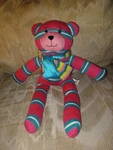 Dan Dee Collectors Choice Teddy Bear Knit Plush 17" Pink Aqua Striped Stuffed.... Fixed Price $13.00.