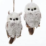 Kurt Adler Owl Christmas Ornaments Set Of 2 White Gray. Fixed Price $22.95.