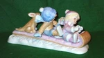 Beacon Hill Winter Pond Look Out Below Candle Children Dog Ceramic Toboggan Sled. Fixed Price $22.99.
