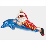 Santa Swimming With Dolphin Polish Blown Glass Christmas Ornament Decoration. Fixed Price $44.98.