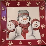 St. Nicholas Square Snowman Serving Dish Called Yuletide 10"X10". Fixed Price $10.00.