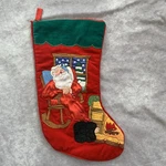 Sleeping Santa Christmas Stocking Fireplace Holiday Decor. Fixed Price $10.00.