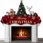 Bvbox Christmas Fireplace Mantel Scarf Decorative Cover Runner For Xmas Winte.... Fixed Price $33.62.