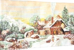 Finished Needlepoint Canvas Christmas Winter Cabin Scene 12"X8" Unique. Fixed Price $250.00.