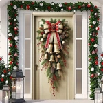 Blissyard Christmas Door 71 By 35 Inches, Golden Bells And Red Bow. Fixed Price $9.07.