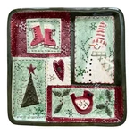 Cracker Barrel Christmas Ceramic 10 Quilt Square Holiday Serving Plate Platter. Fixed Price $22.40.