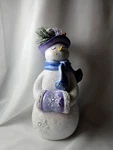 Alpine Corp. Lavender Winter Snowman With Snowflake Lights Statue. Fixed Price $65.00.