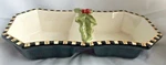 Grasslands Road Christmas Holiday Divided Tidbit Candy Dish Holly Berries Handle. Fixed Price $19.99.