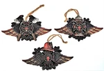 Christmas Fireman Dept Ornaments Angel Wings New Polyresin 6X3 1/2 Inches. Fixed Price $16.99.