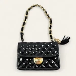 Black & Gold Glass Quilted Designer Purse Bag Christmas Ornament Wondershop. Fixed Price $18.99.